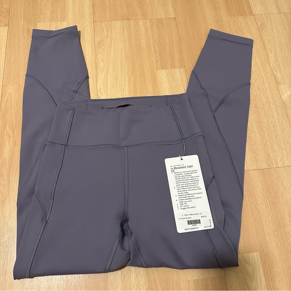 NWT lululemon in movement legging purple quartz